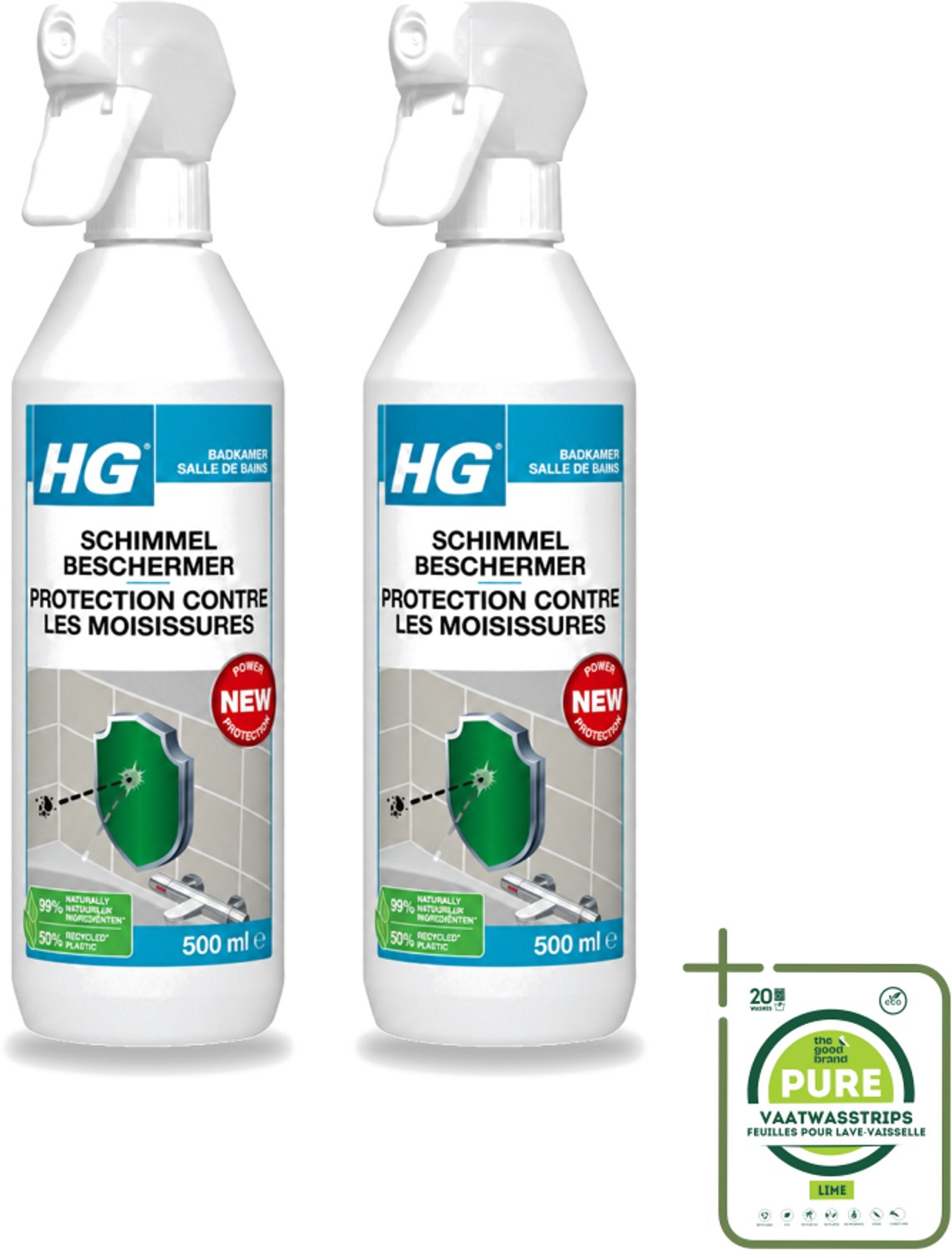 2 x HG - Badkamer - Schimmel Beschermer - Sterk Beschermend - 500 ml - Grootverpakking - Schimmelbescherming - Vochtbescherming - Schimmelgroei - Badkamerbescherming - Vochtplekken