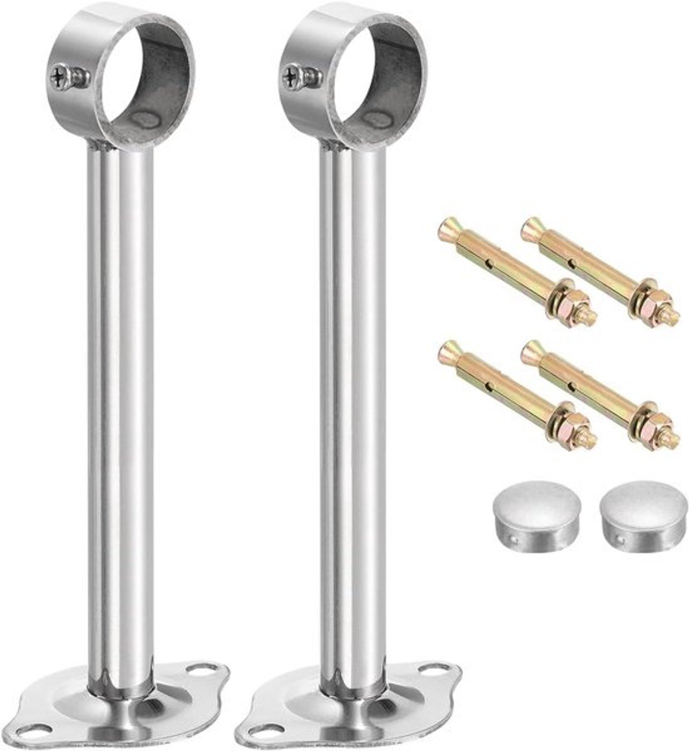 Gordijnroede Houders - Roede Beugels - Gordijnen Ophangen - Roestvrij Staal - 200 mm Lengte - Zilver