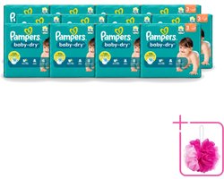 12 x Pampers – Luiers – Baby-Dry Maat 3 (6-10 kg) – 34 Luiers - Bulkverpakking - Babyluier - Douchemop - Babydouche