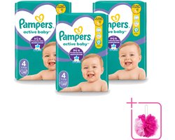 3 x Pampers – Luiers – Active Baby Maat 4 – 46 Luiers - Bulkverpakking - Baby luier - Douchemop - Baby droog