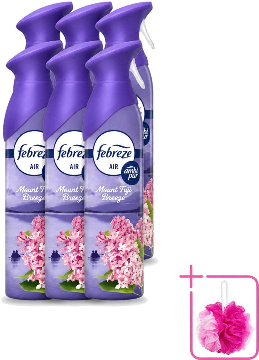 6 x Febreze – Luchtspray – Mount Fuji Breeze – 185 ml - Bulkverpakking - Luchtverfrisser spray - Douchemop - Geurverwijdering