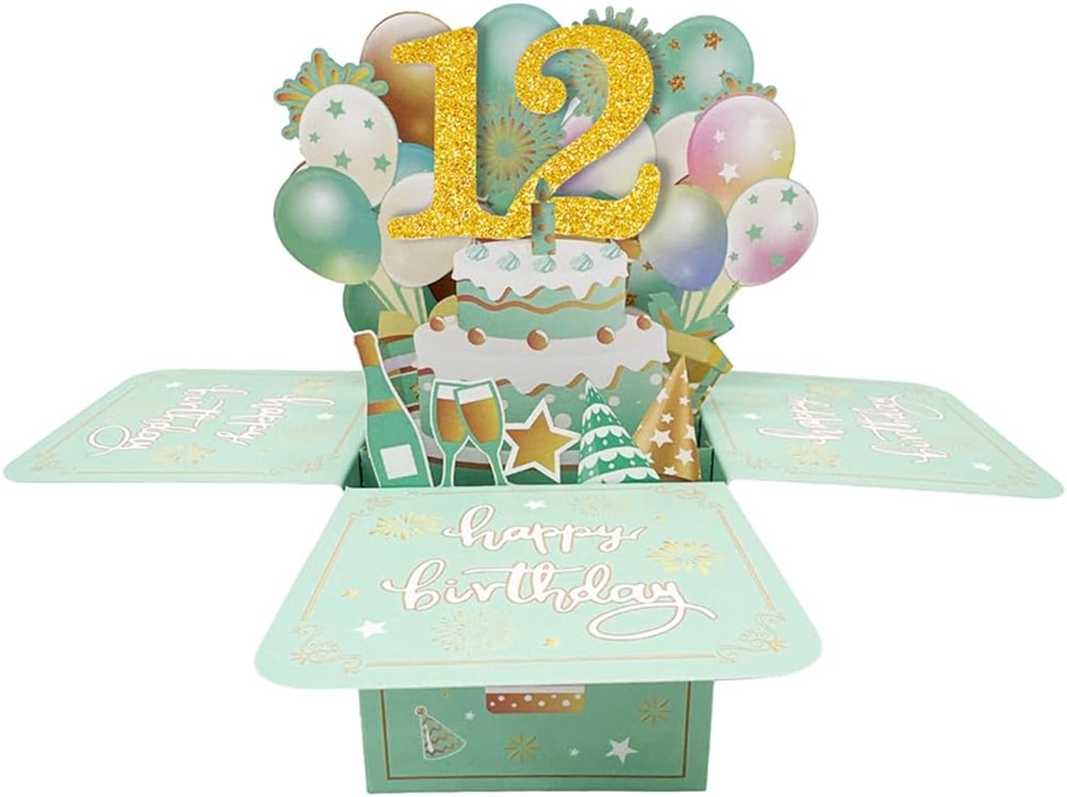 Pop-up verjaardagskaart 12 jaar - 3D diorama - grappig ontwerp - perfect cadeau voor meisje - ShopVlot
