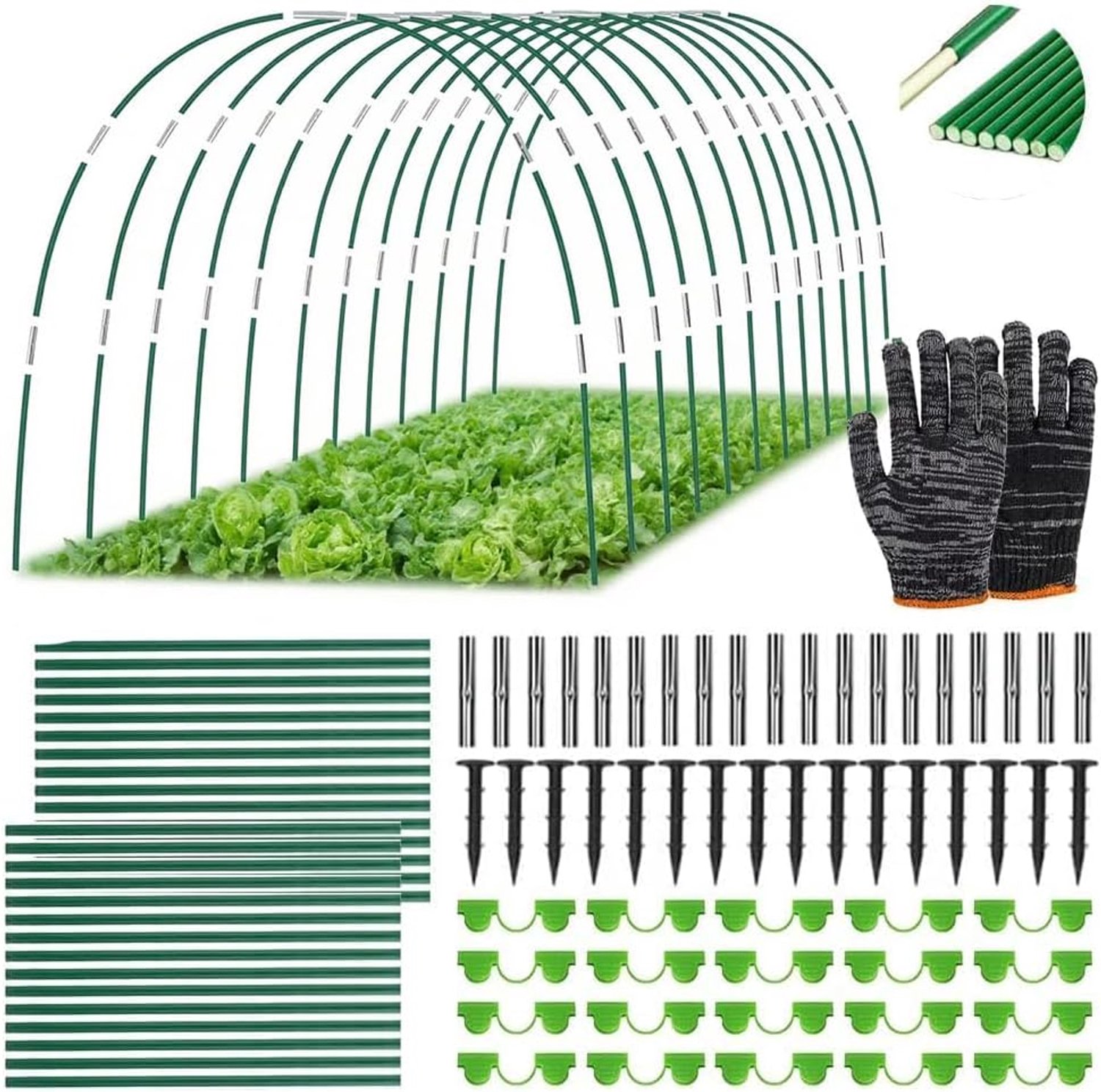SnelShoppen - 30-delige Tuin Tunnelbogen voor Verhoogde Bedden - 6mm Fiberglass met Plastic Bescherming - Ideaal voor Tuinieren en Kassen