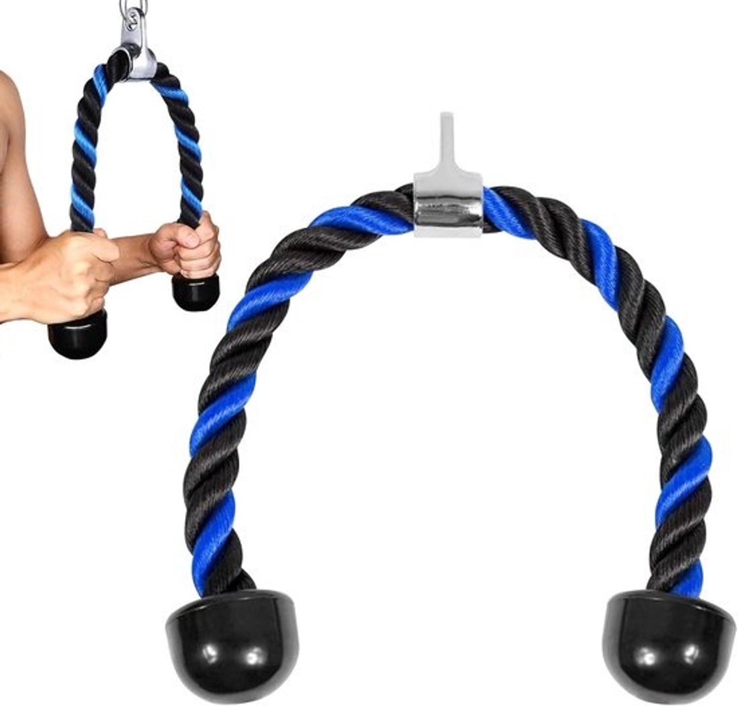 Triceps Touw - Fitness Touw Krachttraining - Spierontwikkeling - Met Rubberen Handvat - 70 cm - Blauw