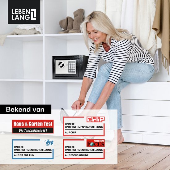LEBENLANG Kluis - Incl. Brandwerende tas & Noodsleutel I 5 Liter | Brandkluis Met Cijferslot Voor Geld & Sieraden I Wandkluis Inbouwkluis Kleine Safebox — afbeelding 4