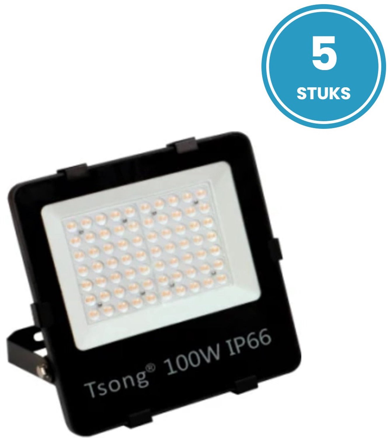 LED Schijnwerper 100W - 15.000 lm - Koelwit 4000K - 150 lm/W - 90° - IP66 - Terrein- & Gevelverlichting - Set van 5 - 5 jaar garantie