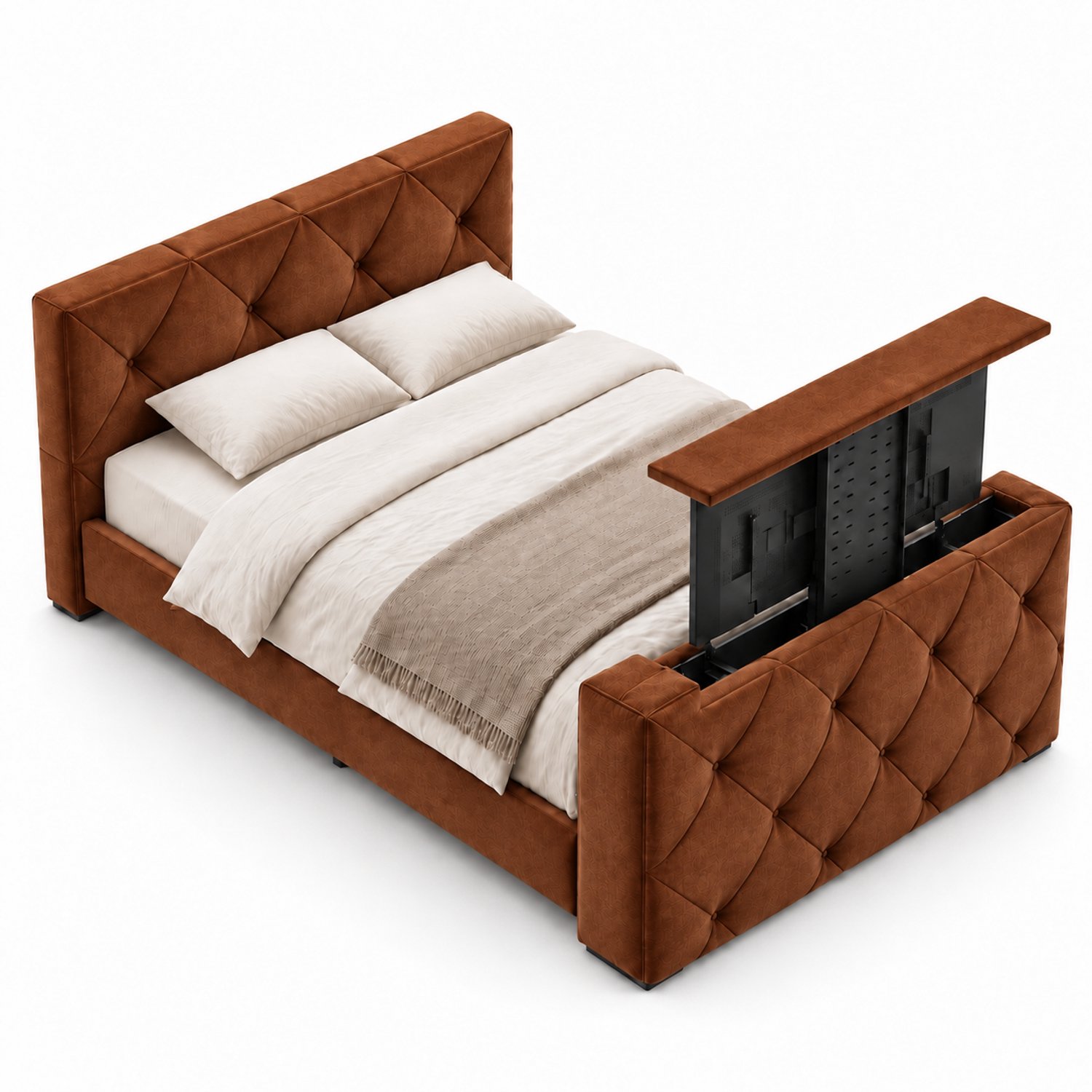 Boxspring FD Boxspring Ferrera met voetbord TV-lift 160x200 cm Cognac