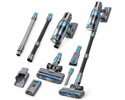 Kymo Steelstofzuiger Draadloos - 450W - 33kPa - Stofzuiger Zonder Zak - Draadloze Stofzuiger op Accu - Kruimeldief - Handstofzuiger - Snoerloze Stofzuiger - Voor Dierenharen - 62 Min Accu - 450W - HEPA Filter