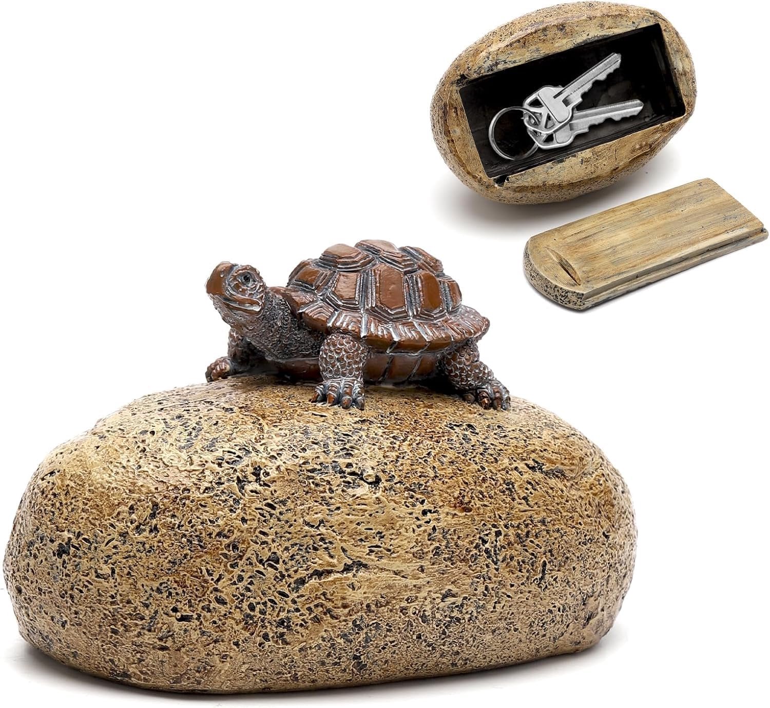 SnelShoppen - Outdoor Key Hide Seek Stone met Secret Compartment, Weerbestendig Sleutel Verstopplek, Natuurlijke Kunsthars, Perfect voor Tuin, Camping