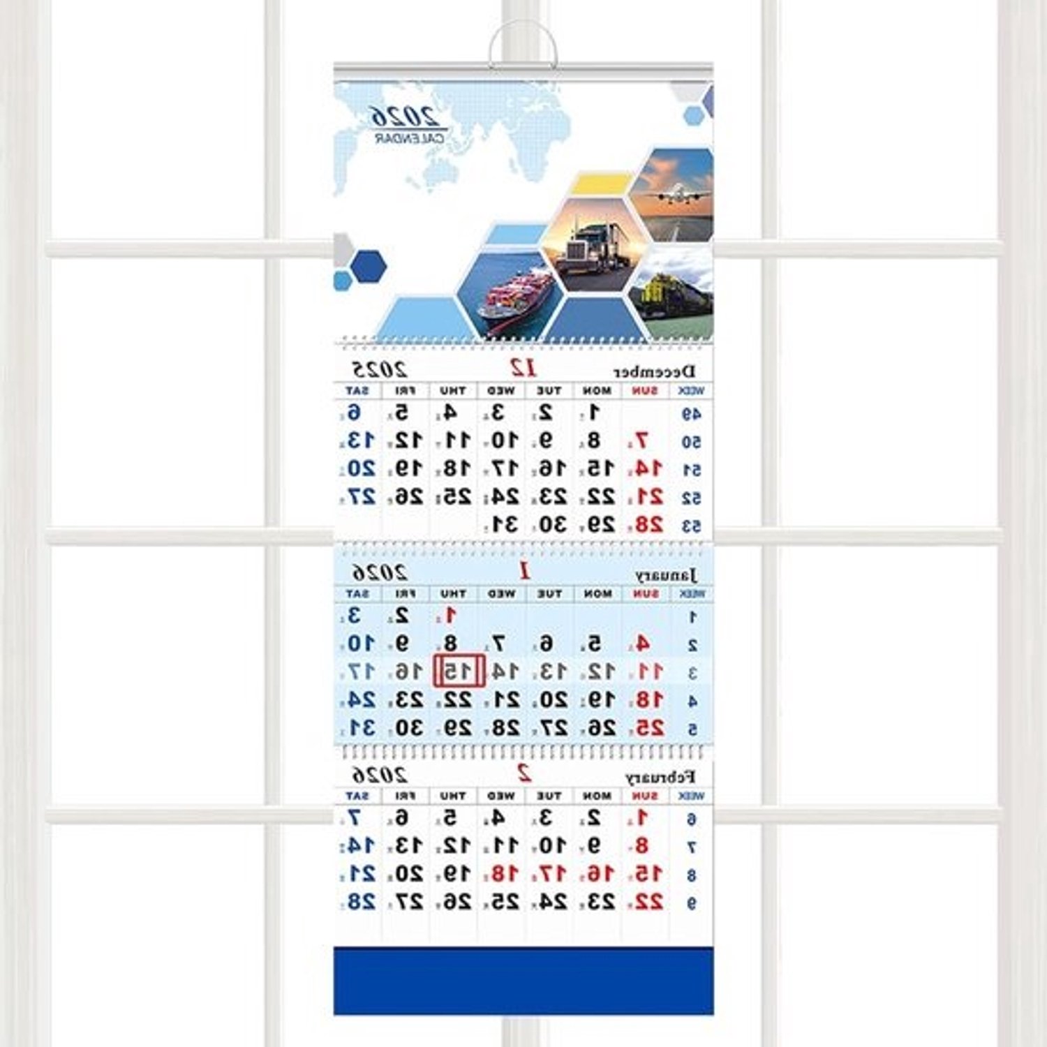 Kalender 2026-2027 - Maandplanner Verticaal - Planning Verbeteren - Dubbele Ringbinding - 33x835 cm - Wit