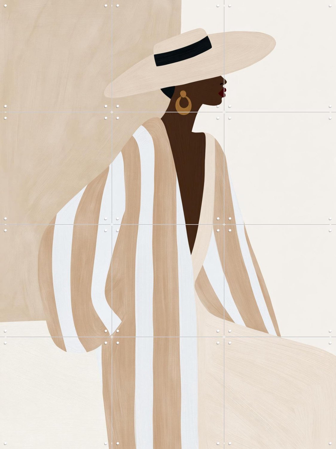 IXXI Riviera Shade, Atelier Pommeline - 60 x 80 cm - Grote wanddecoratie en posters - Illustraties, Minimalisme, Woonkamer, Trap, Gang, Slaapkamer Bruin / Beige