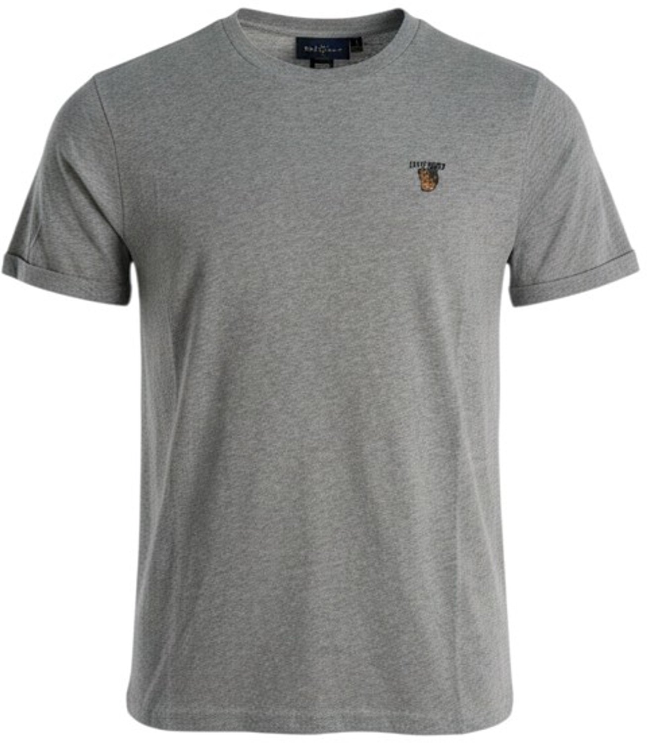 Antwrp T-shirt lichtgrijs met geborduurd logo en omgeslagen mouwen voor heren - M (38)