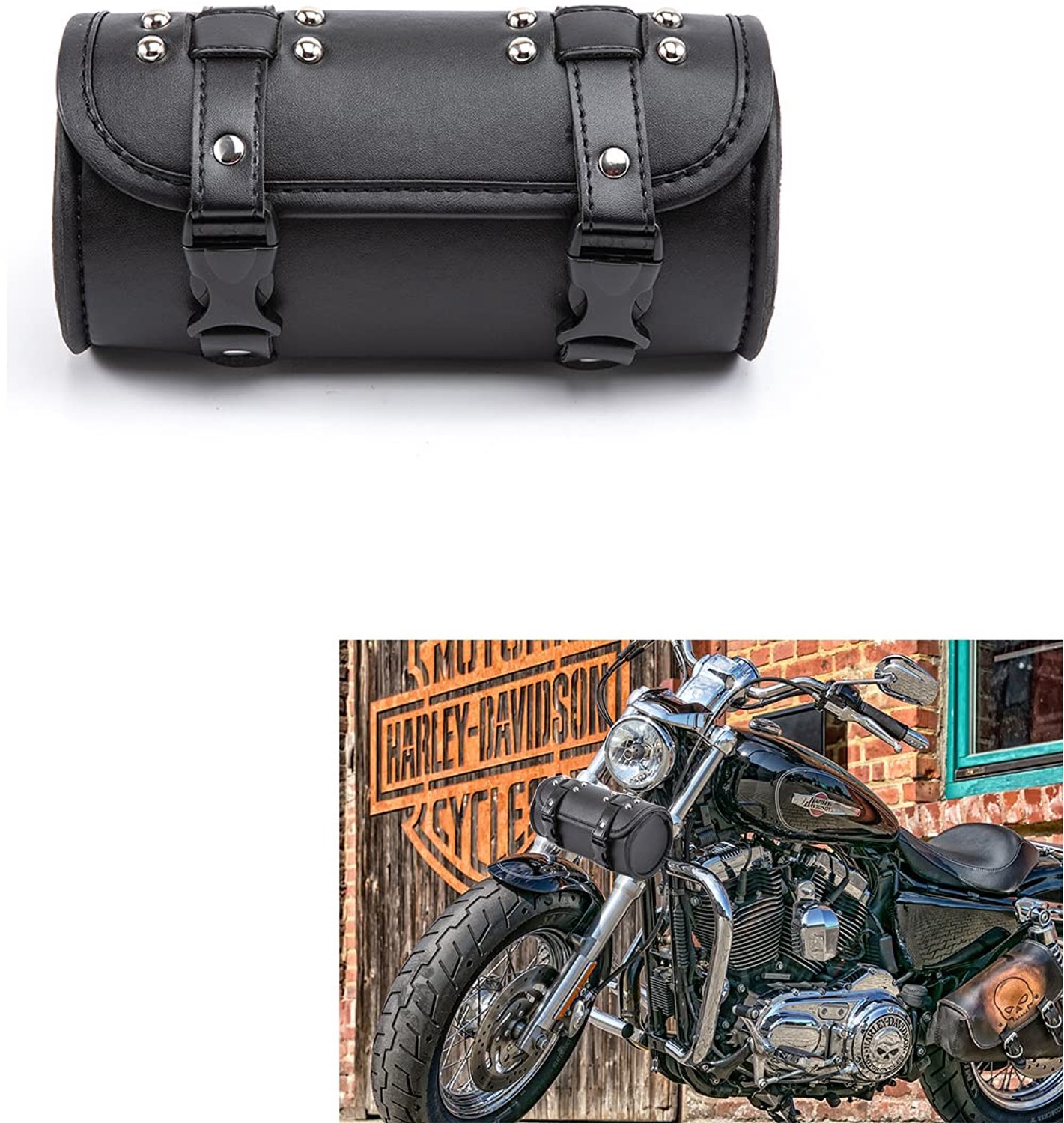 Motorfiets vorktas Mini - PU-leer - Zwart - Ideaal voor gereedschap - ShopVlot