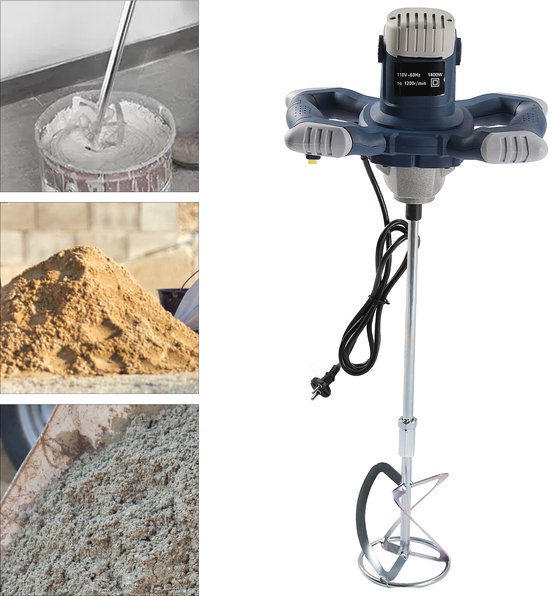 Handmixer Professioneel - 1400 W Vermogen - 6 Versnellingen - Aluminium En IJzer - Voor Mortel En Beton — afbeelding 4