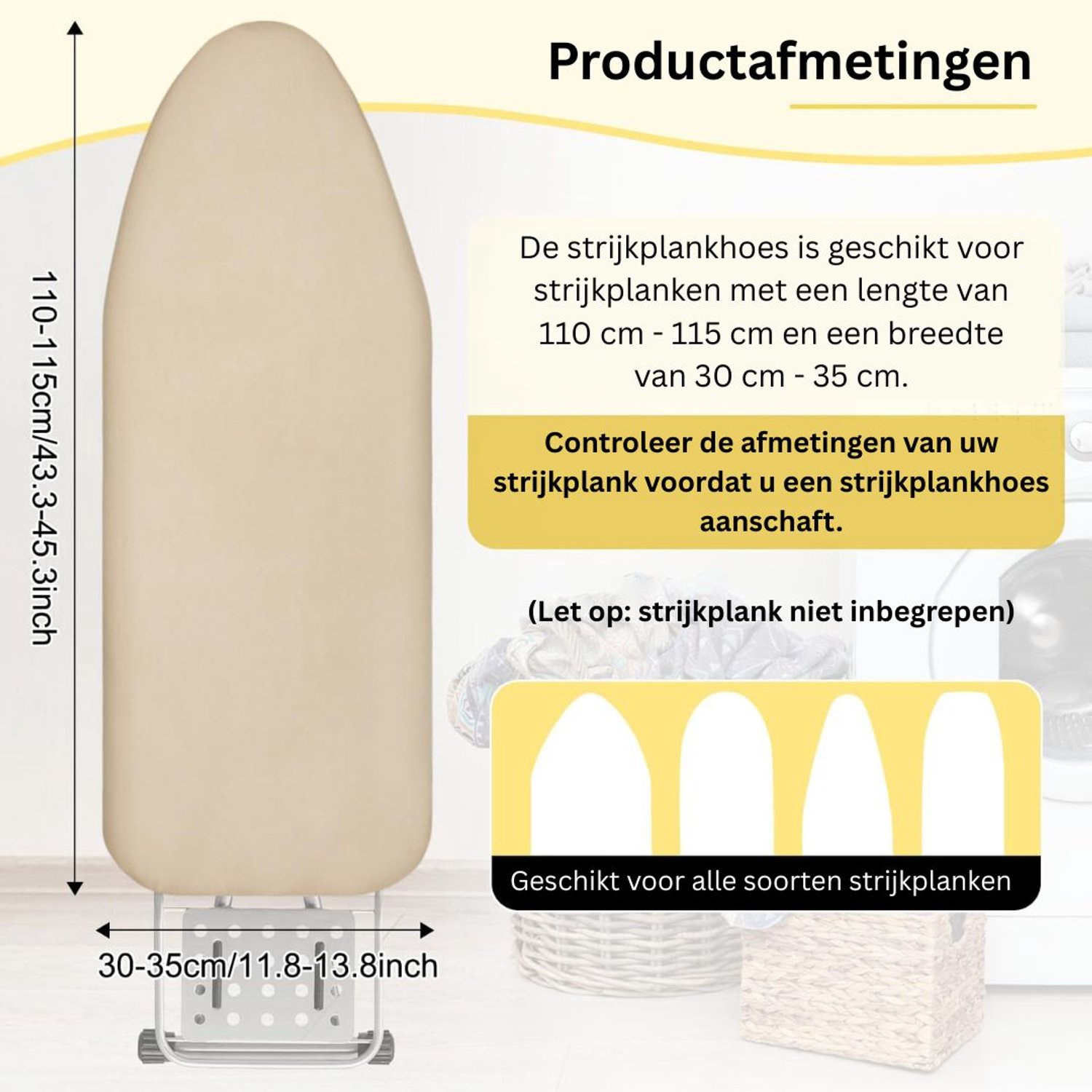 DailySupplies® Strijkplankhoes - Strijkplankhoezen - Strijkplankovertrek -Khaki