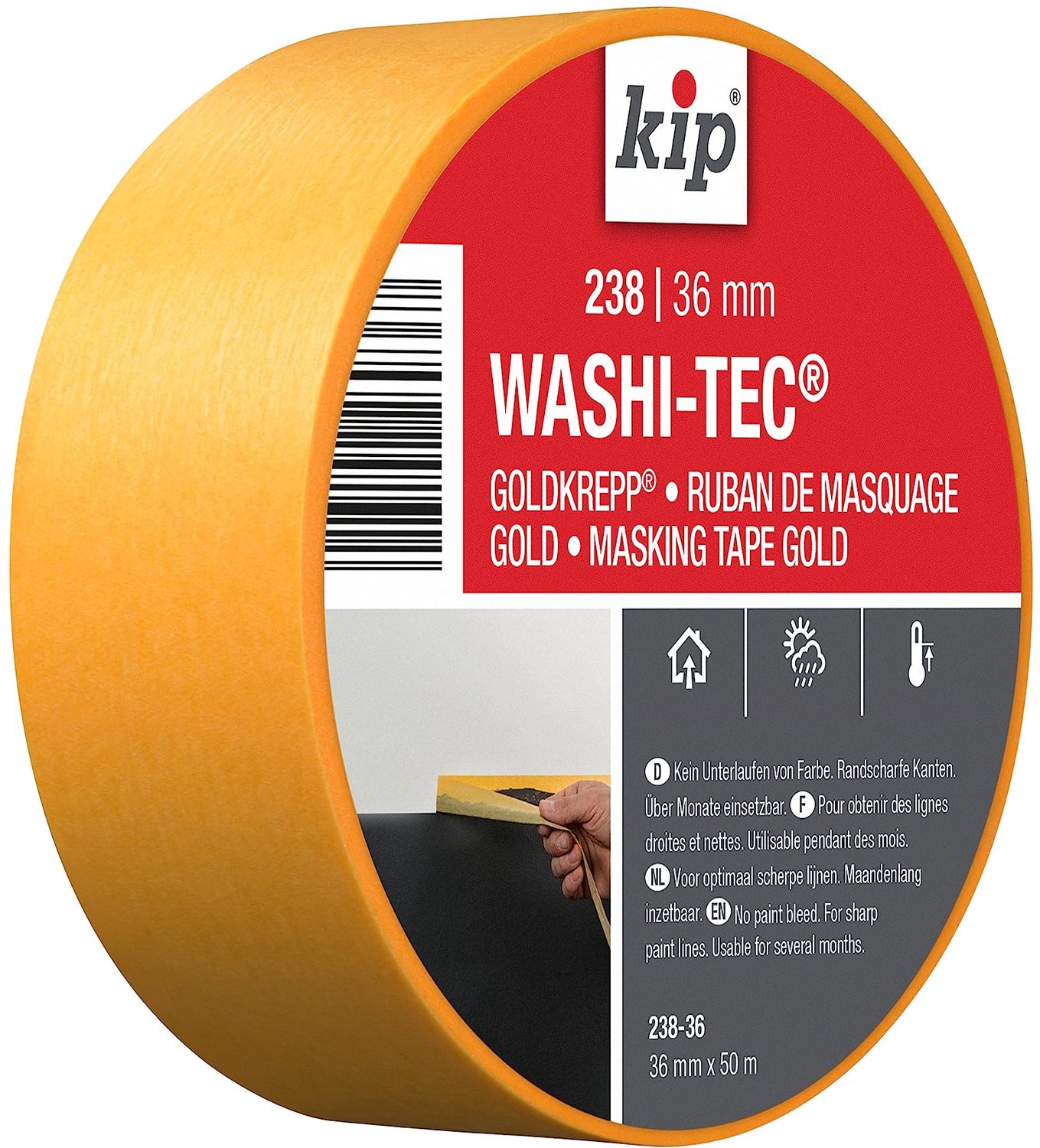 Maskingtape 36mm x 50m - Washi - Scheermesscherpe lijnen - Perfect voor schilderen - Homevero