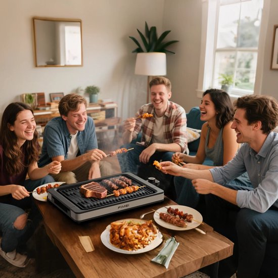 Lifero Elektrische Grill - Rookloze Grillplaat - Barbecue - Gourmetstel - Anti Aanbak - 1800W - Camping Koken - Mini Grillpan — afbeelding 3