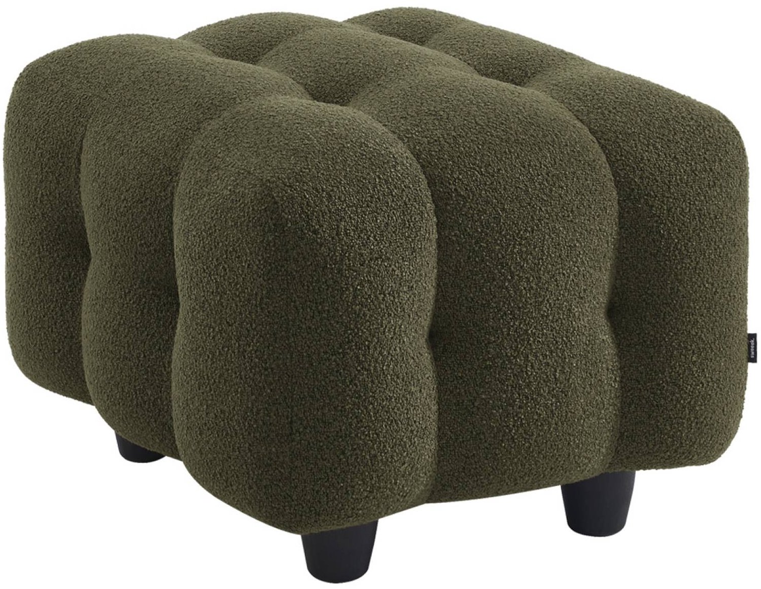sweeek Bouclé poef, module voor bank, voetenbankje voor 2-zits bank l 69 x b 59 x h 48cm - leon kaki