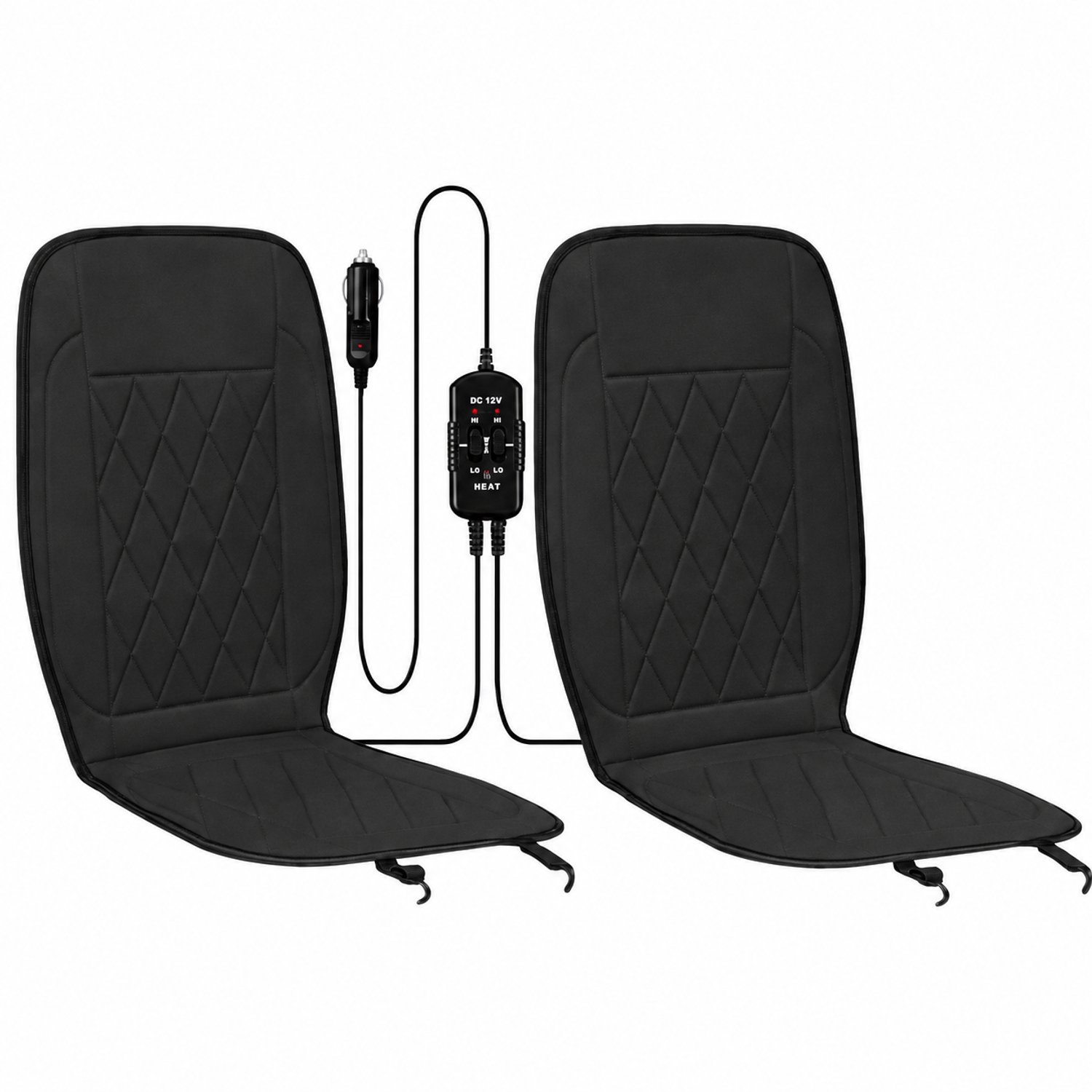 CreateEcom stoelverwarming auto - autostoel verwarming - 2 stuks - autoverwarmingsmat 12V - universele autostoelbekleding voor autostoelen - zwart