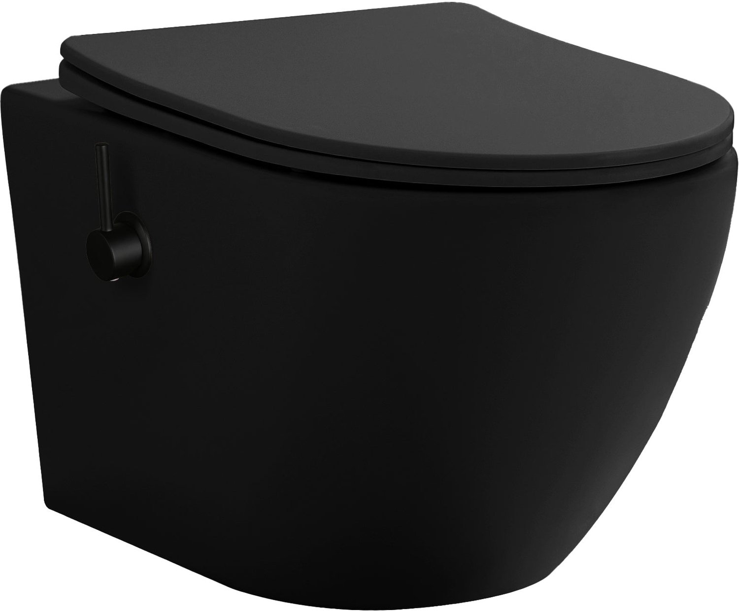 ALONI Hangtoilet met bidet - 360° Flush randloos - 52,5 cm - Mat zwart
