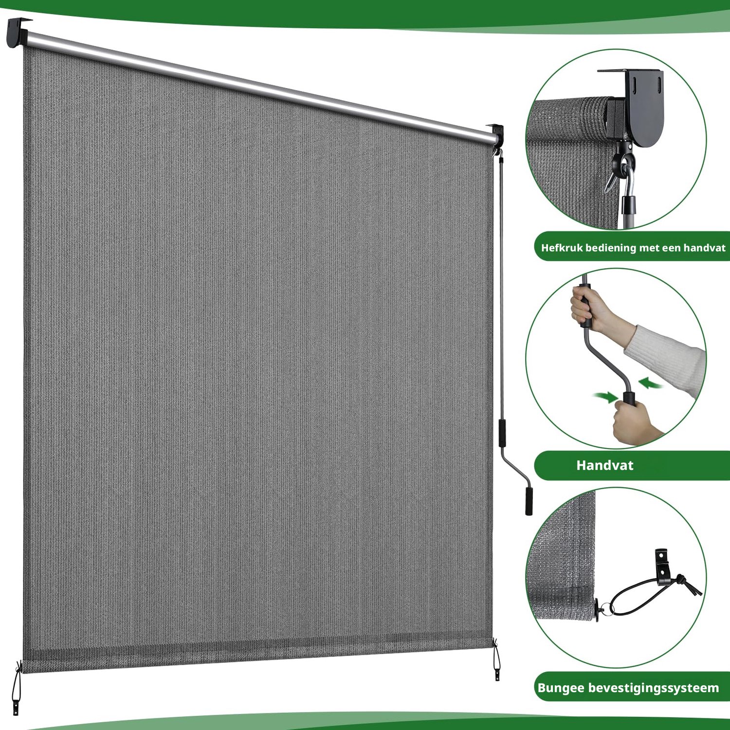 LIFERUN 2 stuks Verticale luifel - 240 x 180 cm - HDPE-Schaduwdoek