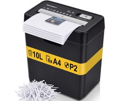 Sencision Papierversnipperaar voor Thuis - P2 Stroken tot 6 Vellen - Versnipperaar voor Papier - Papiervernietiger - 10L - Incl. Olievellen - Zwart