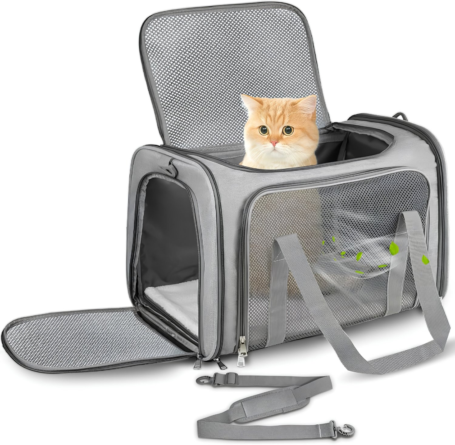 JCP® Reisbench - Reisbench Hond - Reistas voor Kat of Hond - Grijs - 43cm x 28cm x 28cm