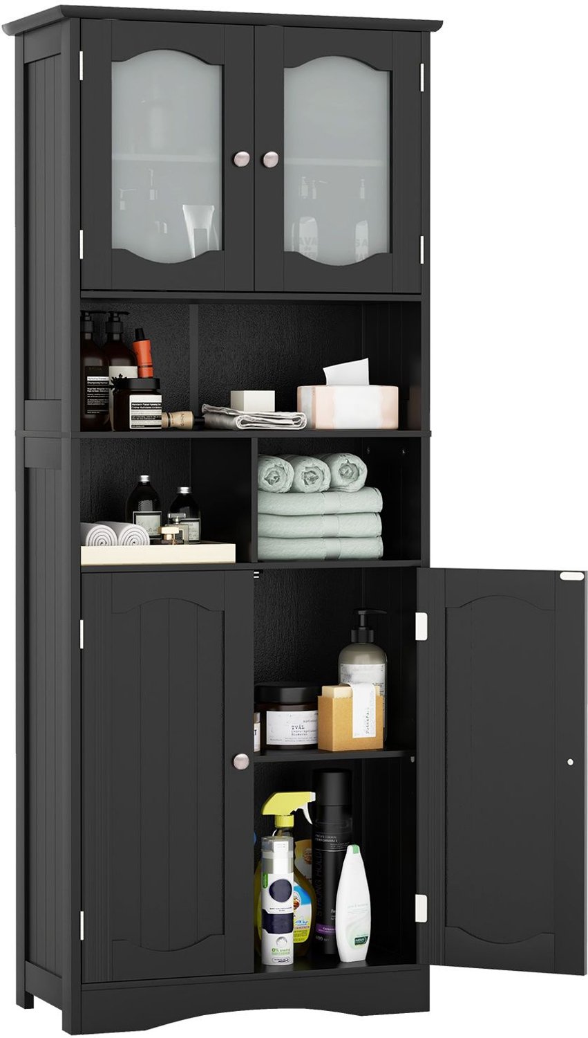 SureDeal® - Badkamerkast - Hoge Opbergkast Vrijstaande - Badkamer Keuken Woonkamer - 60x30x148,5 cm - Donkerbruin