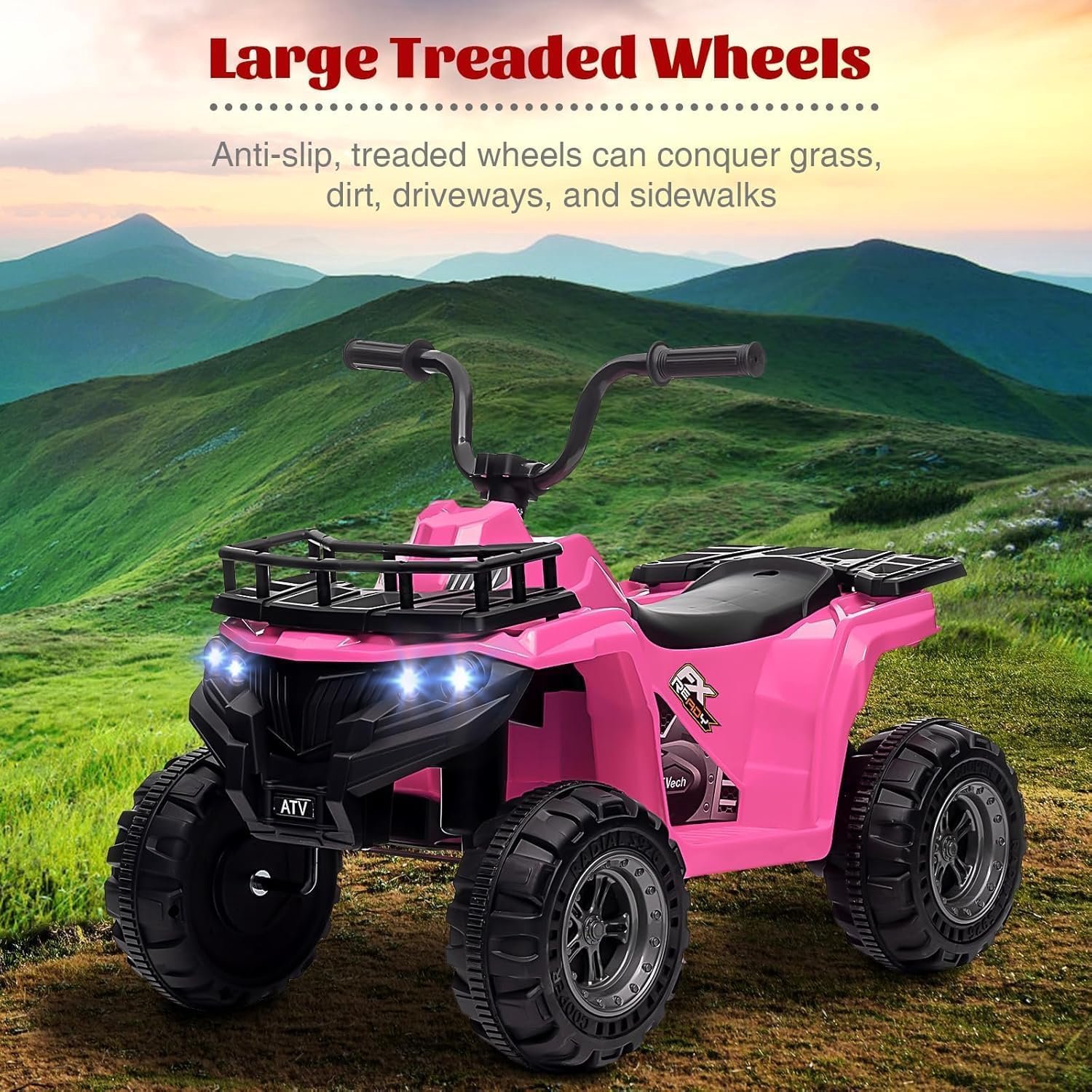 Elektrische quad voor kinderen 12 V - ATV met 4 wielen - met tandbanden en ledverlichting - ShopVlot