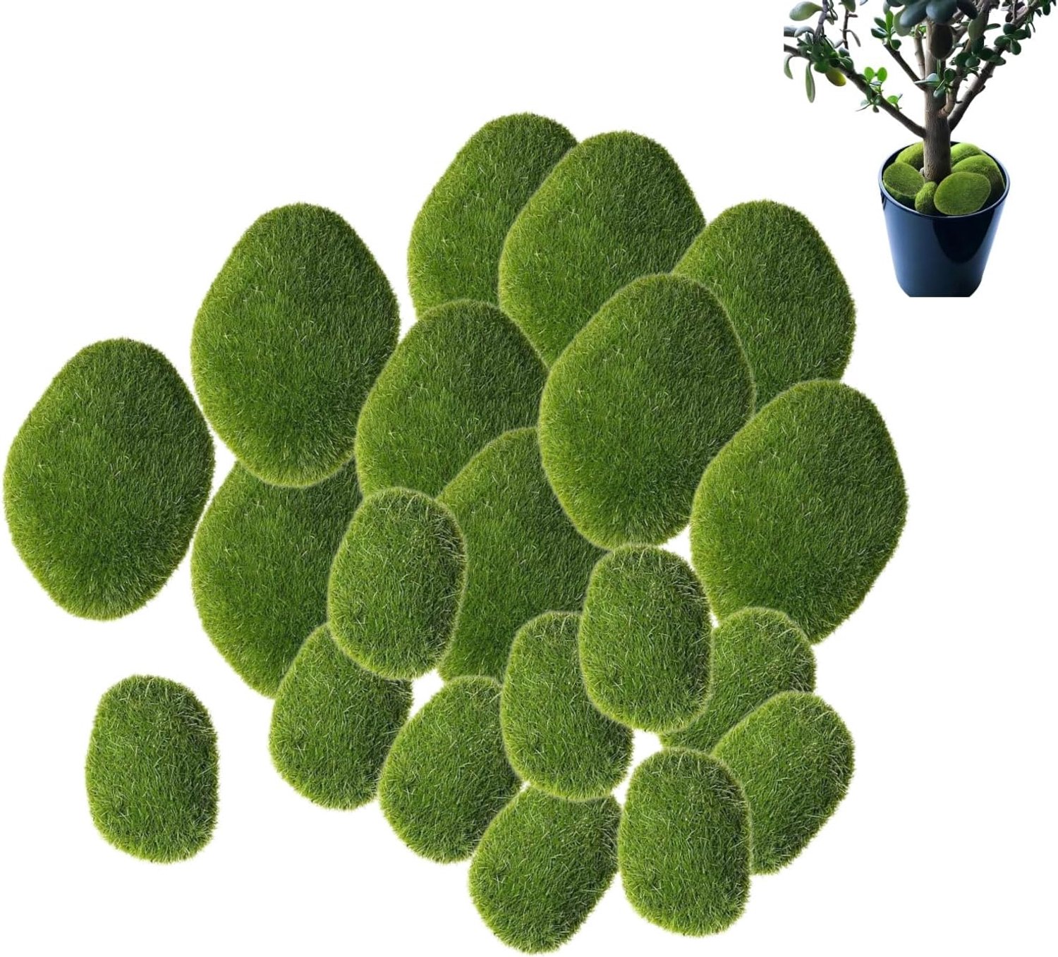 Kunstmatige mosballen 20 stuks - Groene mosstenen - Levensechte look - Perfect voor decoratie - ShopVlot
