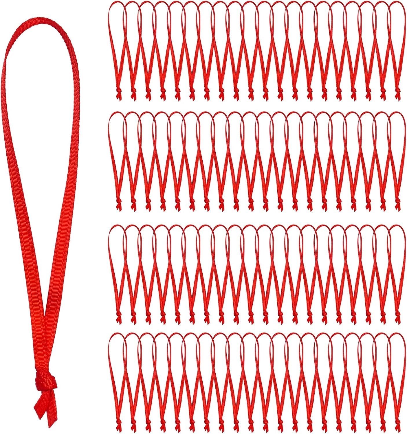 Kerstkoordjes - 100 stuks - Decoratieve kerstkoordjes - Decoratieve linten - Geschikt voor kerstballen, ornamenten, enz. - Kerstboomkoordjes - Zacht en zijdeachtig - Voorgesneden - Geschikt voor feest- en vakantiedecoraties - 12 x 0,3 cm - Rood