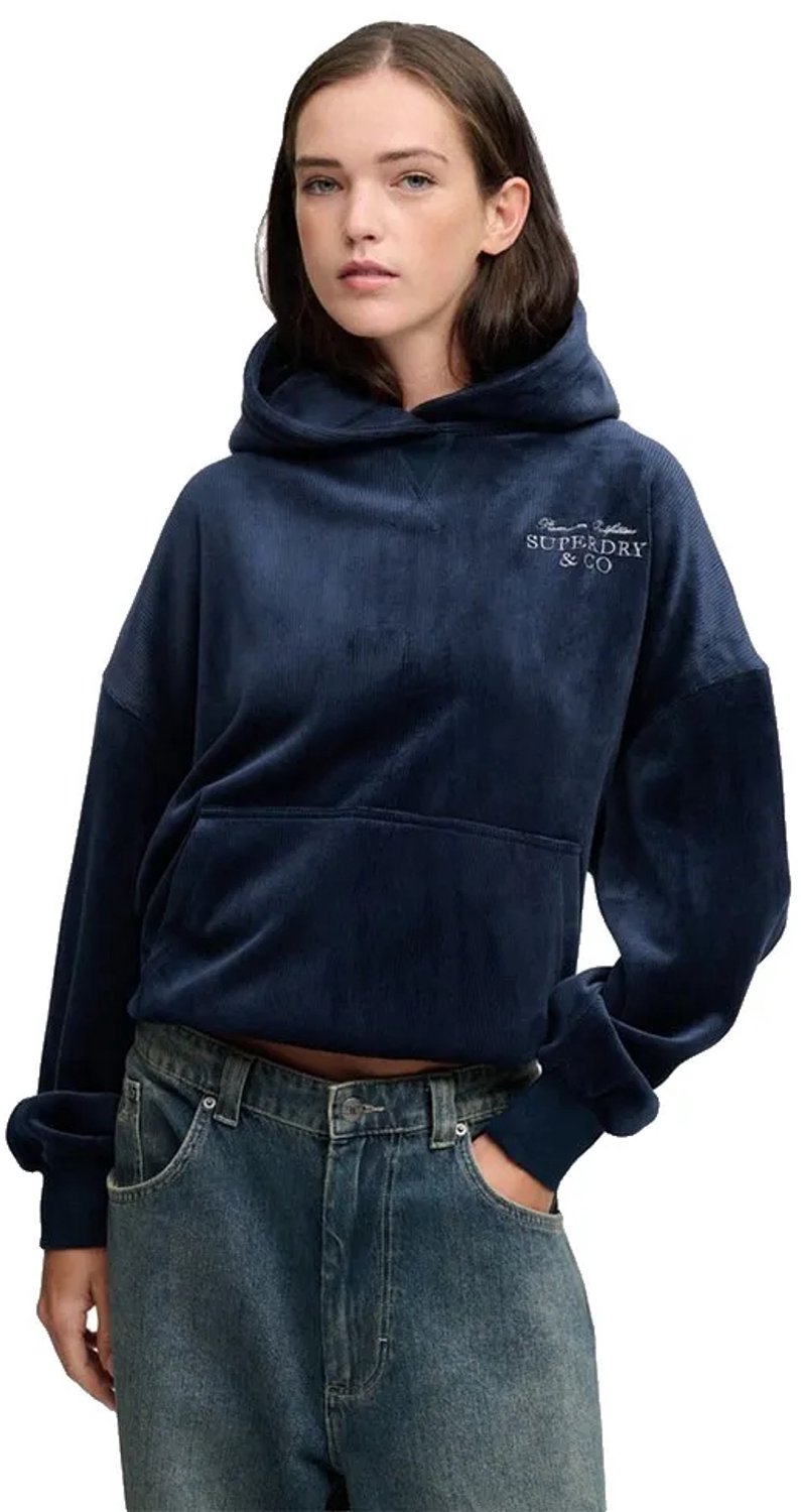 Superdry - Drop Needle Velour Hoodie Relaxed Pasvorm - Dames - Hoodies