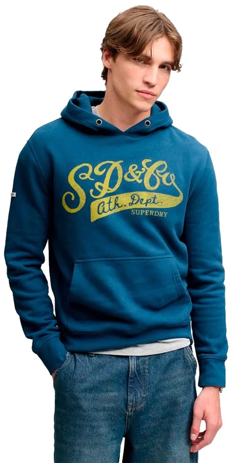 Superdry Vintage Script Hoodie Heren Hoodies Marineblauw