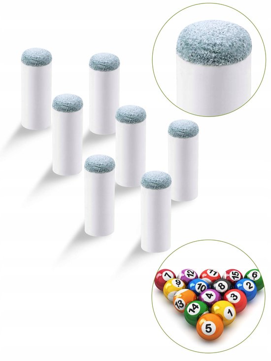 25x Biljartkeuphoesjes - Vervangbare Tips 13mm — afbeelding 3
