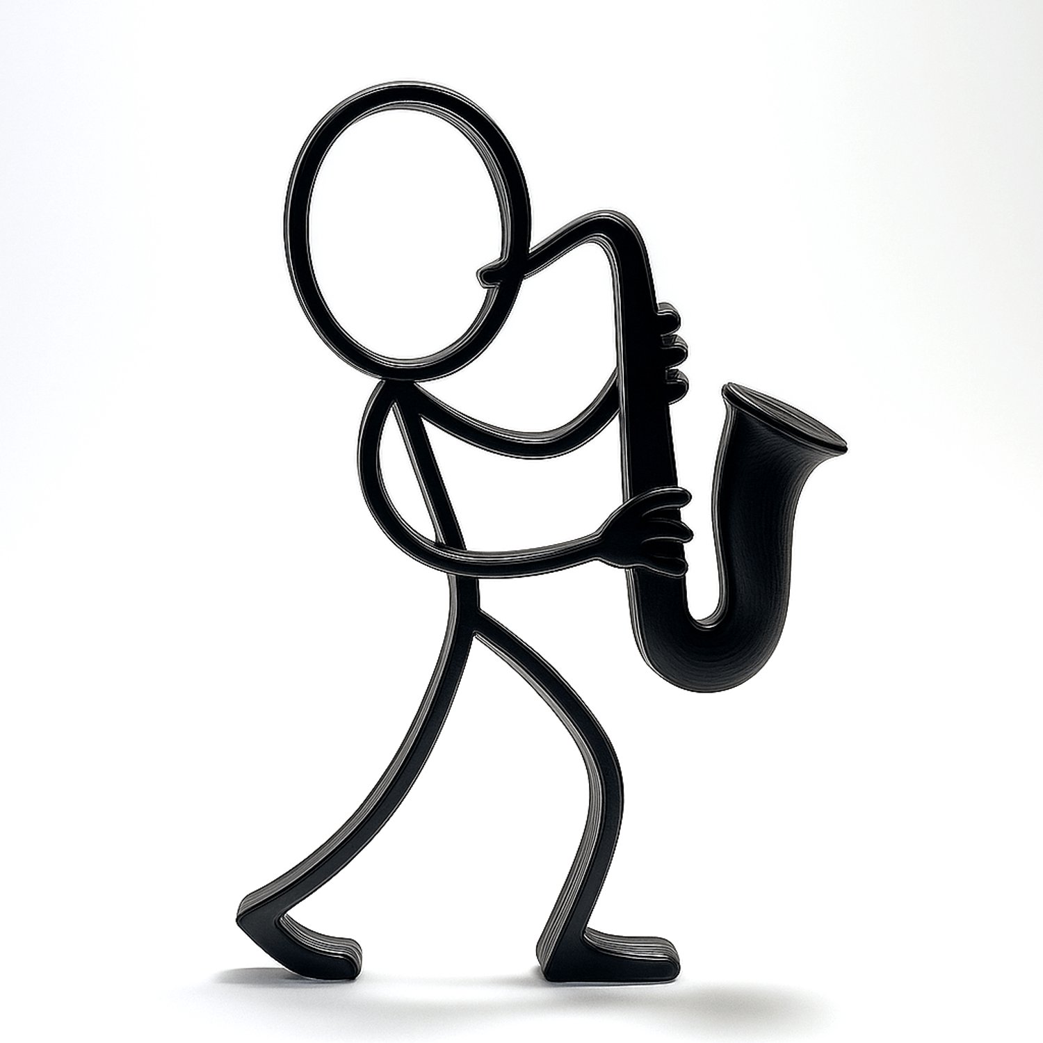 Stickyman Saxofonist - zwart - zonder voetstuk - 20 cm hoog