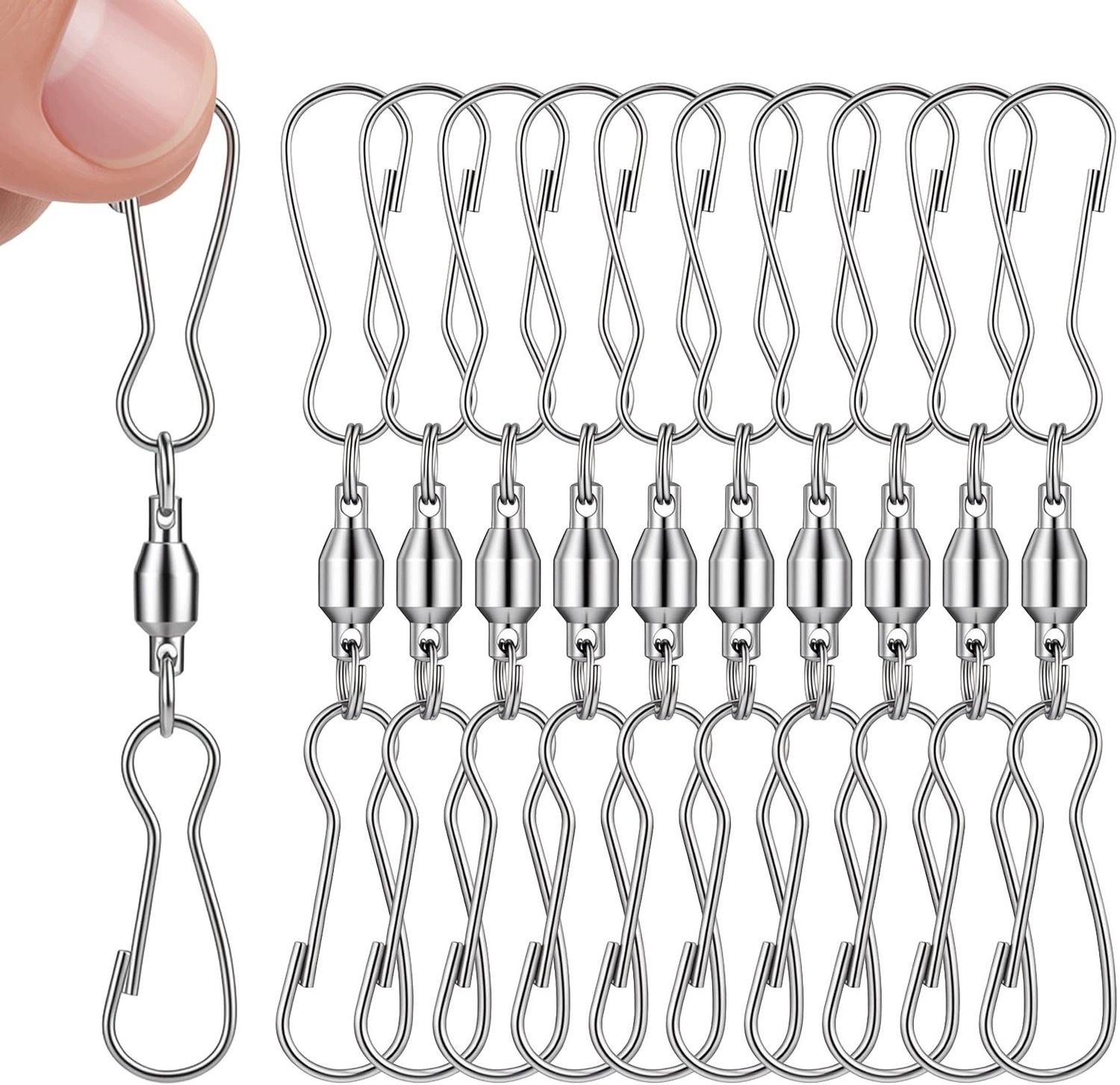 Set van 10 Zilverkleurige RVS Draaibare Ophanghaken