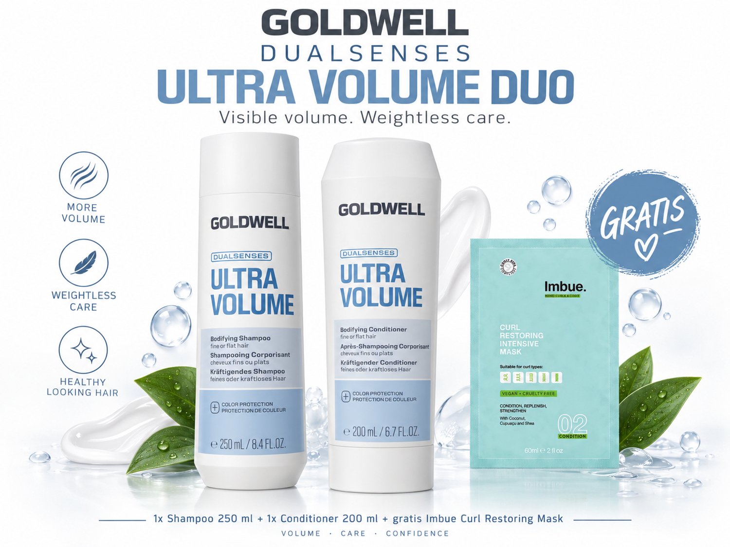 Goldwell Dualsenses Ultra Volume Shampoo & Conditioner + Gratis Imbue Masker