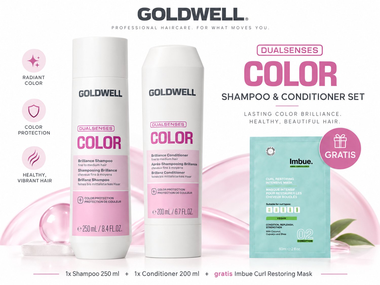 Goldwell Dualsenses Color Shampoo & Conditioner + Gratis Imbue Masker