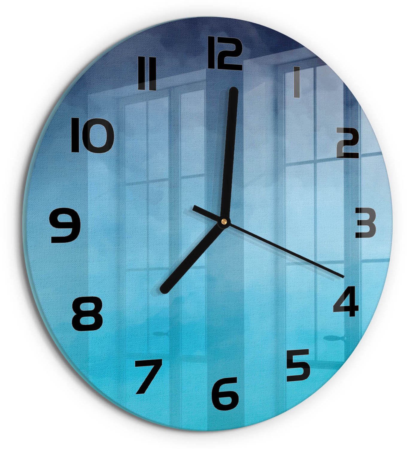 TULUP Wandklok - Rook Wandklok Glas Met Motief - fi30 cm - Groente Decoratieve Glazen Klok - Zwarte handen - Ronde Klok - Gekleurde Glazen Klok - Glazen Klok Met Print