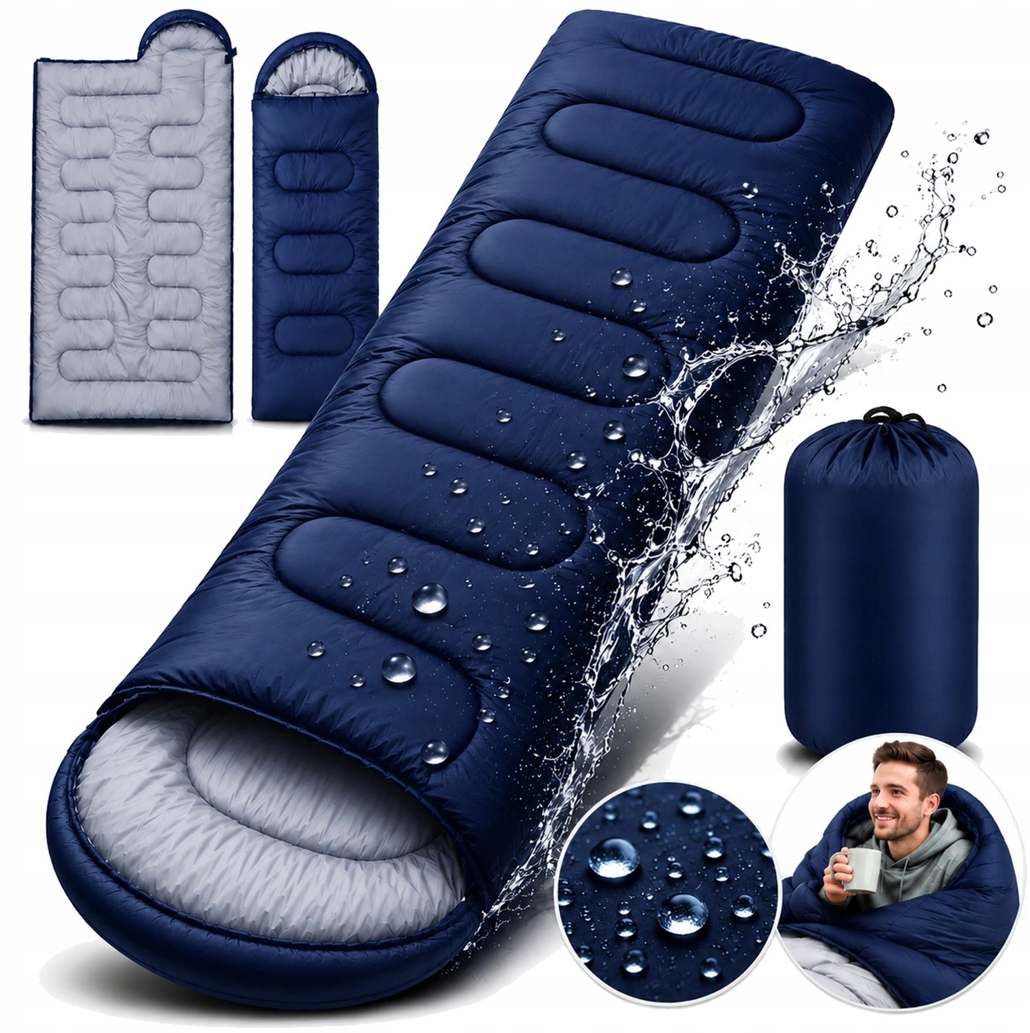 Chelsey-store - Slaapzak - Winter slaapzak- 4 seizoenen slaapzak- Blauw – 200 x 75