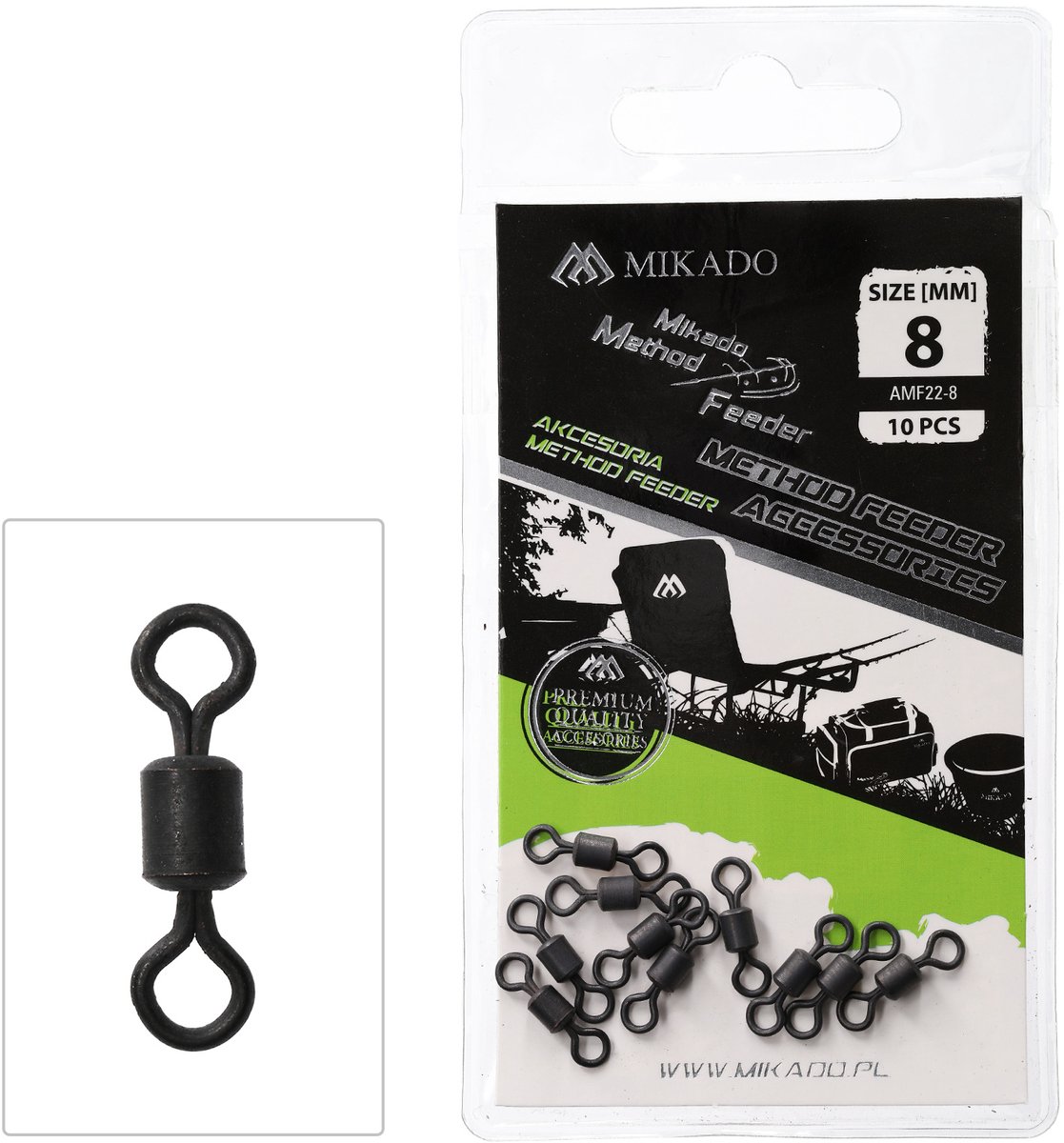 Method Feeder Wartels Maat 8 – Rolling Swivel – 10 Stuks – Mikado