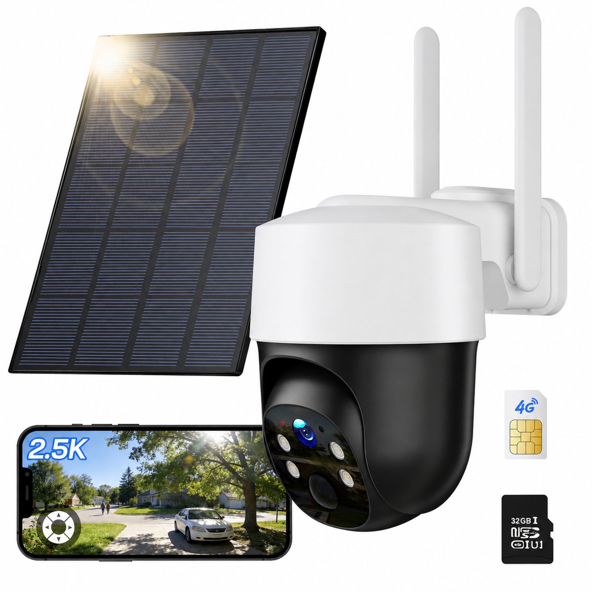 Wildcamera 4G LTE – 2.5K Live Beeld – Zonnepaneel – 355° Draaibaar – Nachtzicht – Bewegingsdetectie