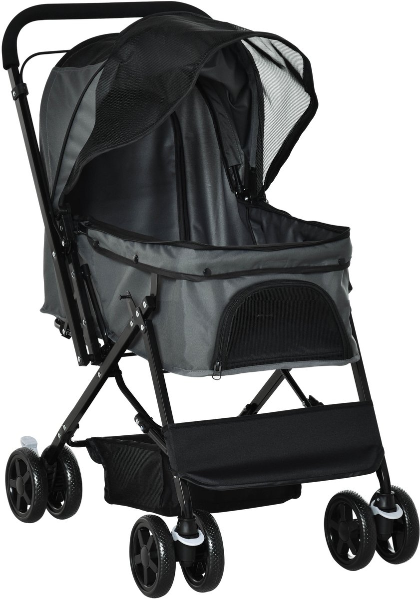 MODFU - Hundebuggy - Opvouwbaar - 4 Wielen - Polyester - Donkergrijs