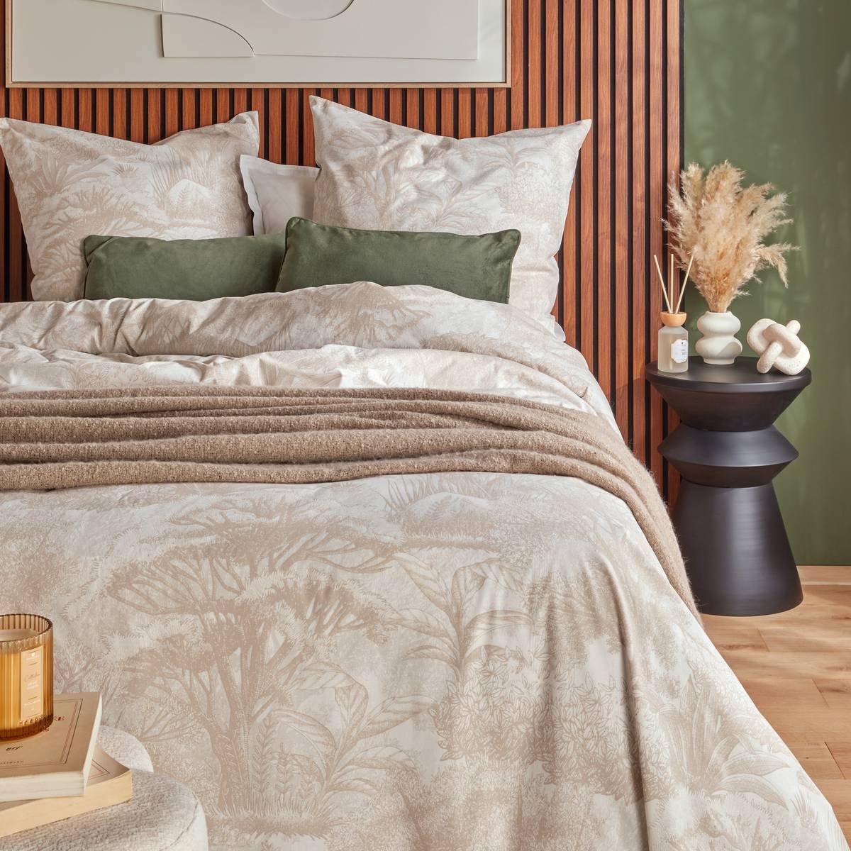 3-delige, omkeerbare katoenen beddenset met Toile de Jouy-motief