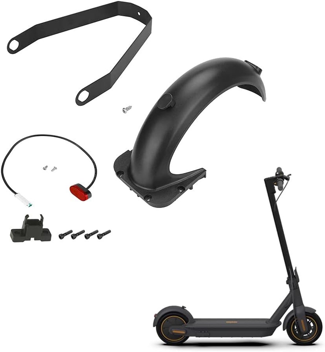 Achterspatbordset met Verlichting en Bevestigingshouder voor Elektrische Scooter - Onderdelen en Accessoires voor G30/G30D