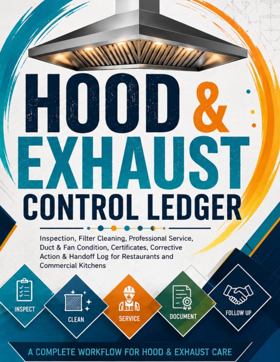 Hood & Exhaust Control Ledger: Inspection, Filter Cleaning, Professional Service, Duct & Fan Condition, Certificates - ShopVlot