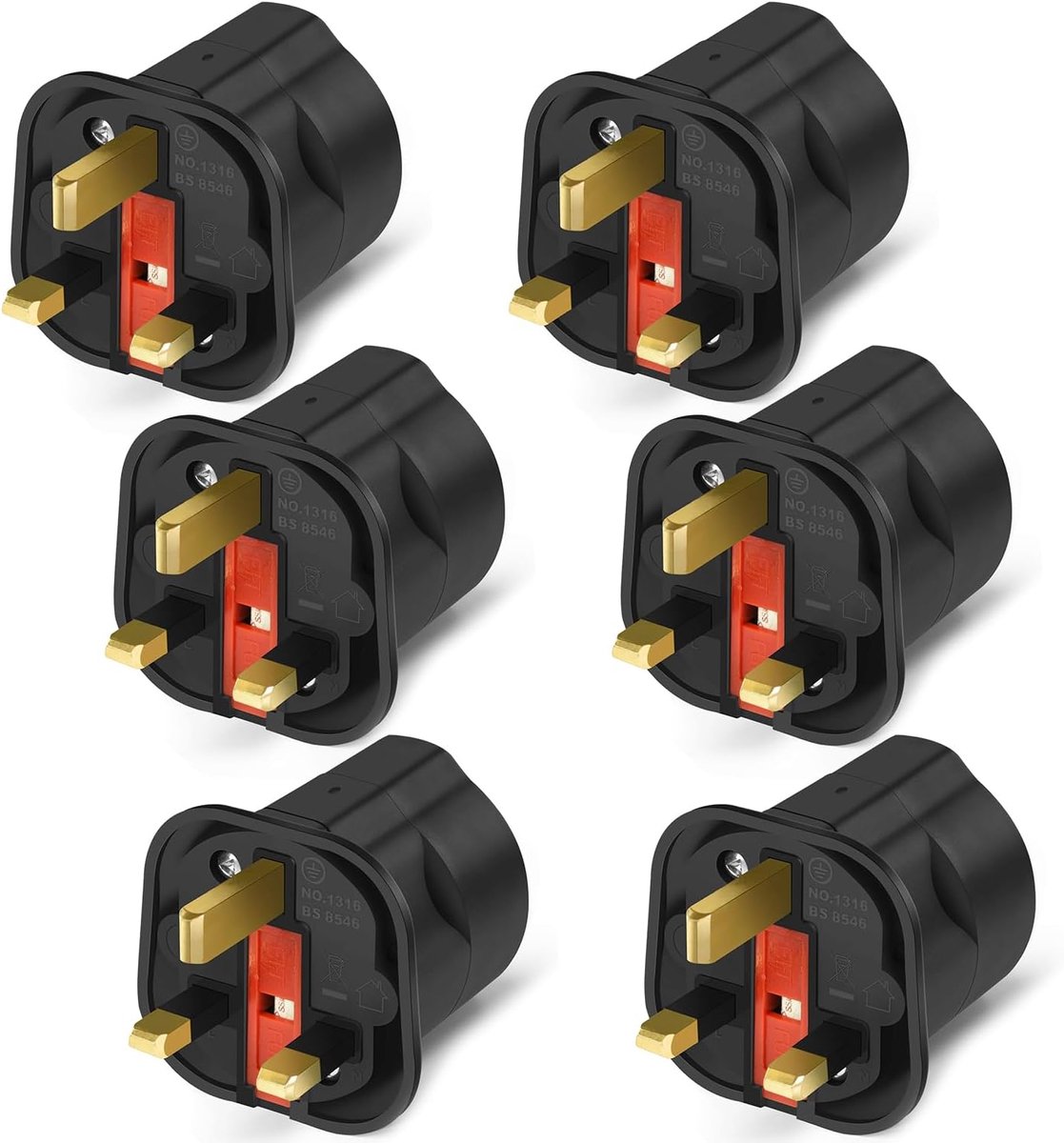 VGUARD UK adapter reisadapter, 6 stuks Engeland Duitsland stekker, stroomadapter reisstekker Schuko EU naar UK - ShopVlot