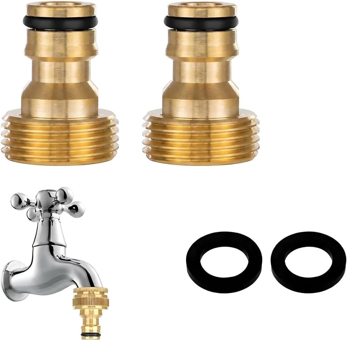 Kraanaansluiting Set - Goud - 31,5 x 23,6 mm - Messing Slangadapter met Snelkoppeling - Voor Keuken en Badkamer