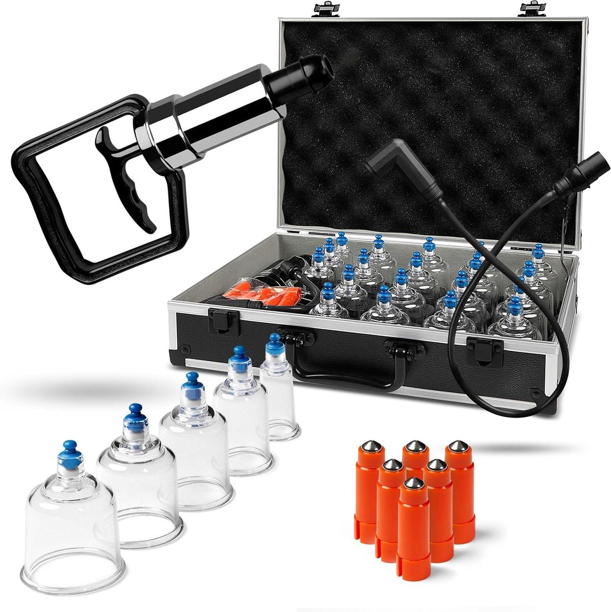 Cupping Glazenkoffer - Vacuümtherapie Set - Ontspanning Spieren - 19 Delige Set - Diverse Maten - Transparant