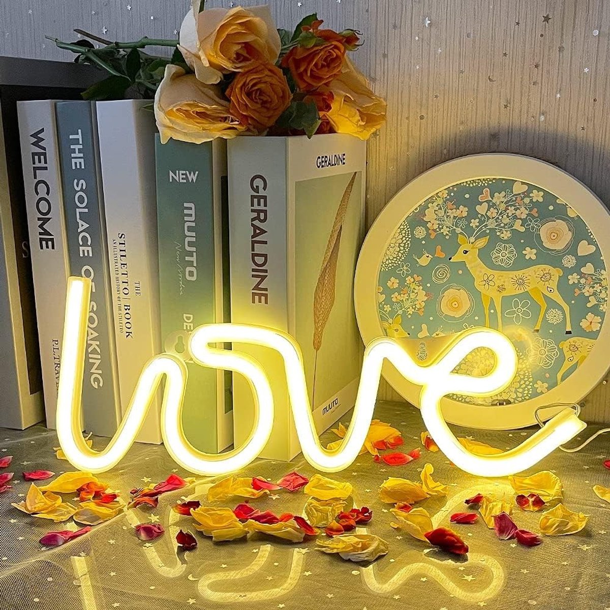 Lichtreclame Neon Love Sign - Warm Wit - 30 x 17,5 cm - LED Neonlicht voor Kamerdecoratie en Feestjes